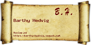 Barthy Hedvig névjegykártya